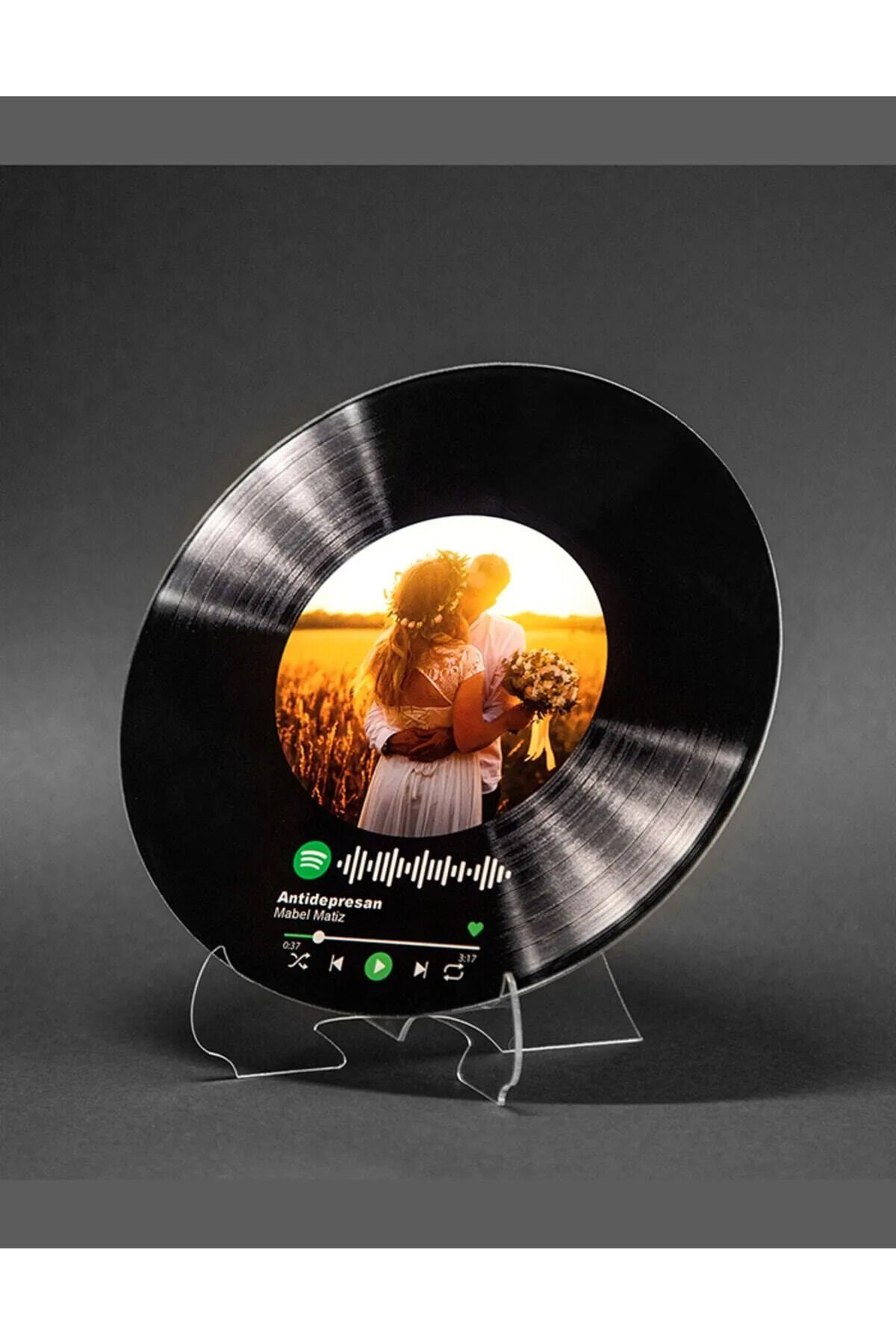 Kişiye Özel Spotify Barkodlu Siyah Plak